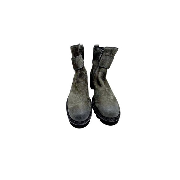 Paul Green Women Chunky Lug Sole Gray Leather Boots W/ Buckle Strap 7.5 - Picture 5 of 10